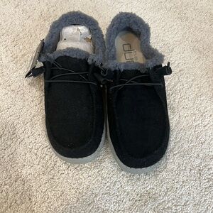 HEYDUDE Black and Gray Slip-On Shoes